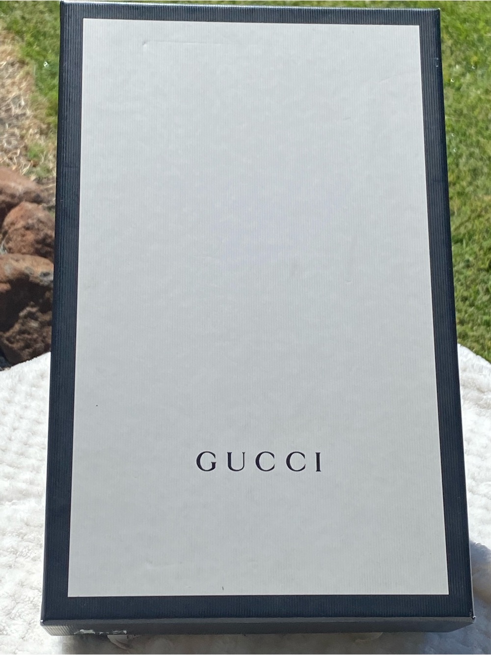 Gucci Signature Shoe Box in Cream and Black.